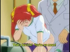 Scared Redhead Animegirl Forced To Take A Leak